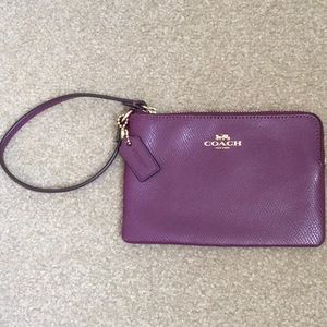 Coach eggplant purple wristlet